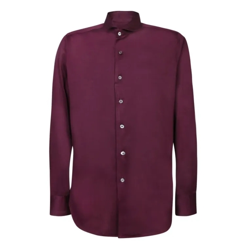 Canali Long Sleeve Jersey Shirt Burgundy 