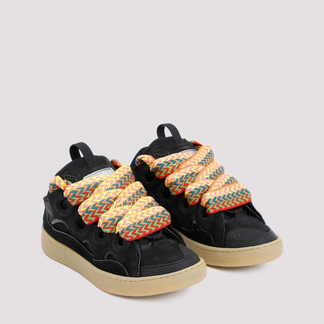 Thumbnail - Lanvin Low-Top Sneaker - Curb Sneakers With Multicolor Lace-Up Detail - Gr. 38 (EU) - in Schwarz - für Damen