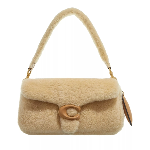 Coach Leather Covered C Closure Shearling Pillow Tabby 2 Warm Neutral Axelremsväska