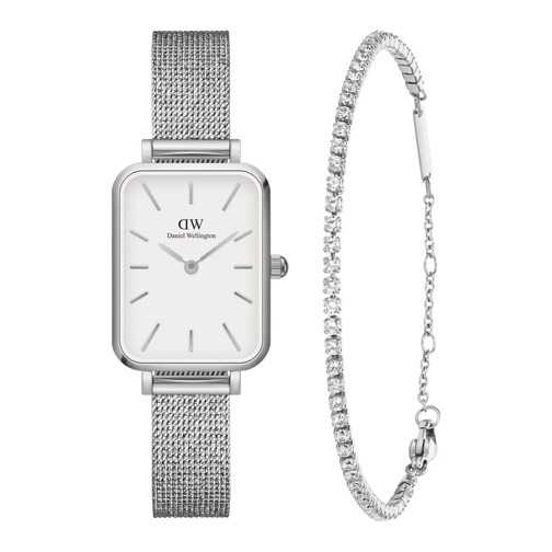 Daniel Wellington Digitaluhr Daniel Wellington Quadro damen Geschenkset Silber  Silber farbend