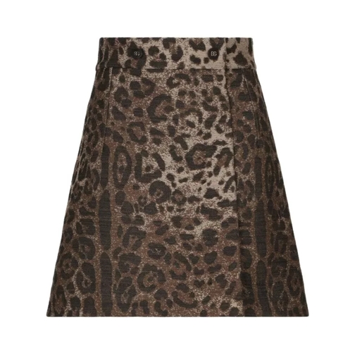 Dolce&Gabbana Brown Leopard Print Miniskirt Brown Mini jupes