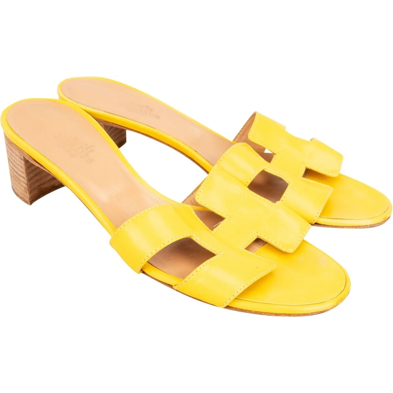 Hermès Sandalen Hermes Yellow Leather Oasis Sandals (36) gelb
