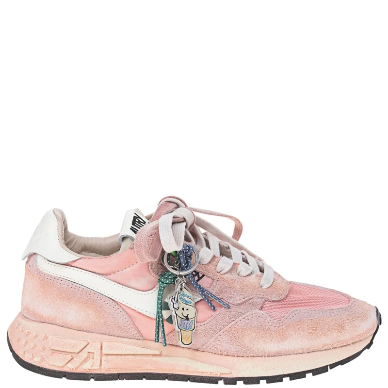 Autry International Lage-top sneaker Panel-Designed Low Sneakers In Suede And Nylon Mix Pink