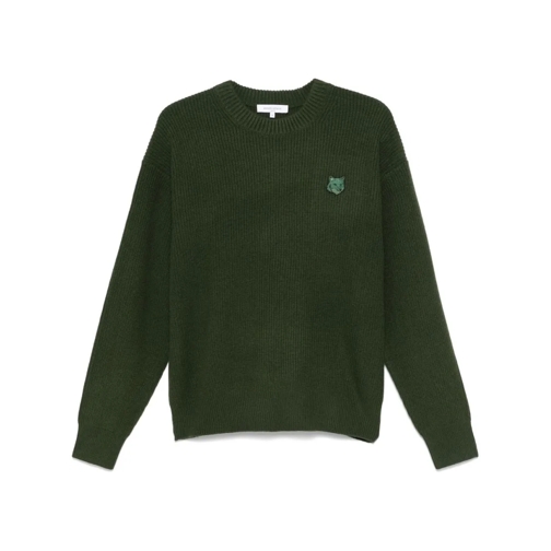 Maison Kitsune Trui Ribbed Wool Sweater Green