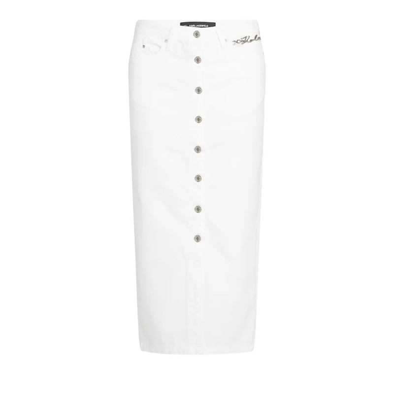 Karl Lagerfeld Minirock BUTTON-DOWN-JEANSROCK weiss