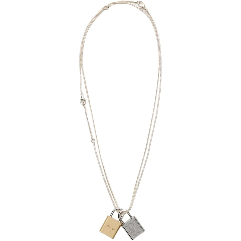 Our Legacy Mittellange Halskette Collana Riddle con ciondoli a lucchetto silber