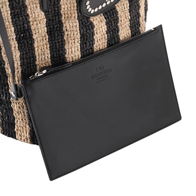Valentino Garavani Tote Handtasche aus Raffia schwarz(Image 3)