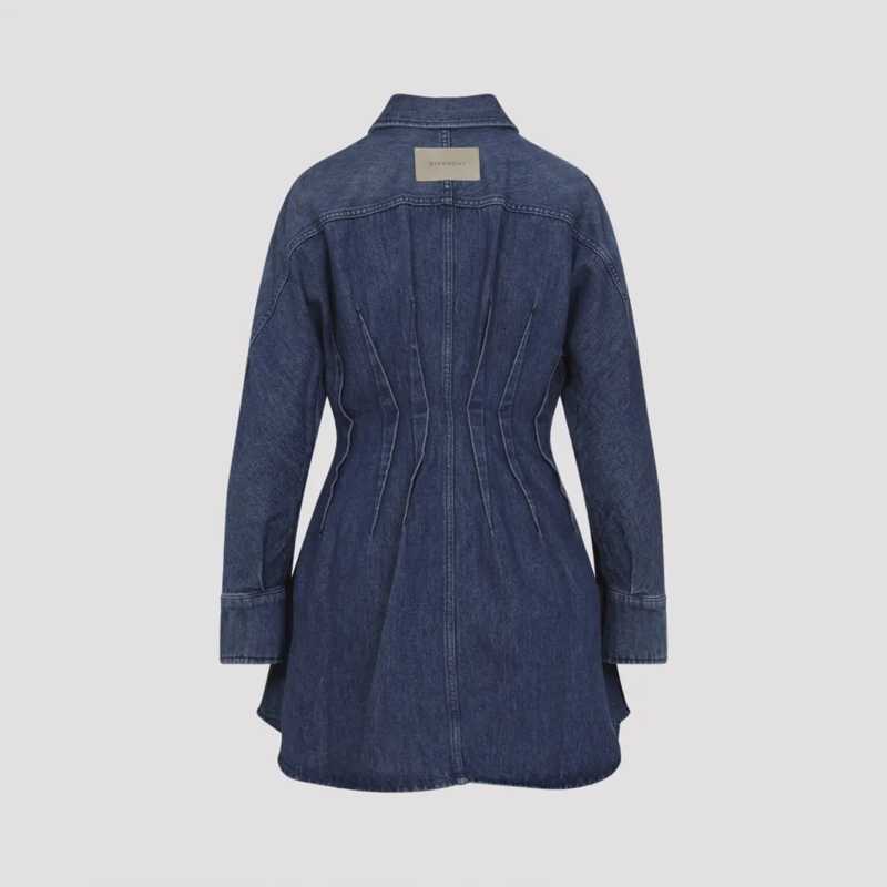 Givenchy Mini-jurk Structured Denim Dress With Fitted Waist Blue