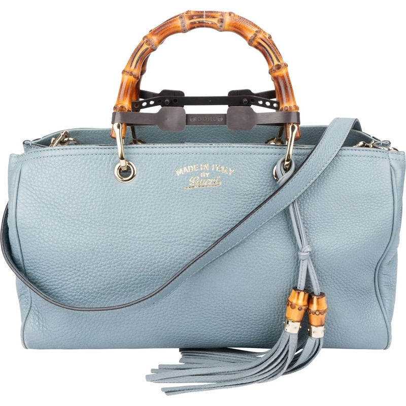 Gucci Fourre-tout Gucci Limited Blue Leather Bamboo Handbag blau
