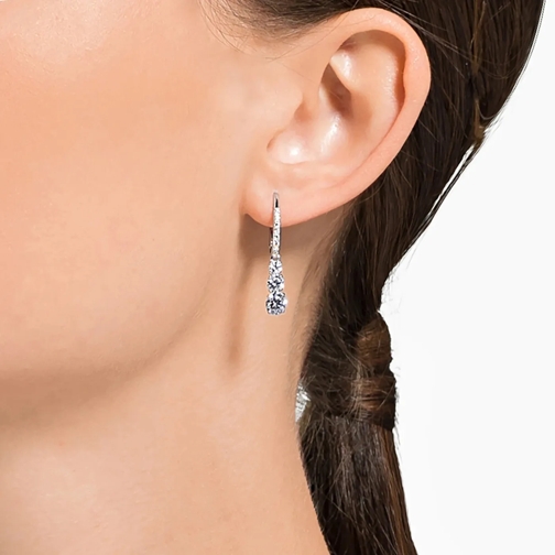 Swarovski Earcuffs Attract Trilogy hoop Round cut Rhodium plated White (Image 8)