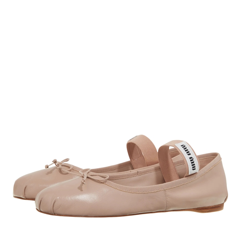 Miu Miu Ballerinas Leather Ballerinas Beige