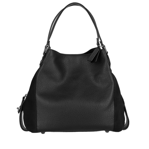 Coach Edie Shoulder Bag Mixed Leather Black Tote