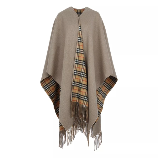 Burberry Long Reversible Scarf Check Sandstone Cape