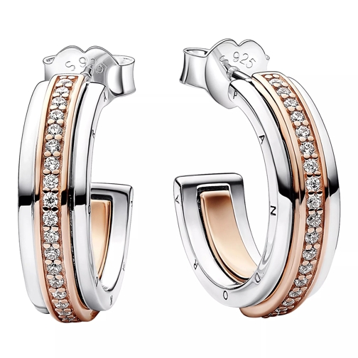 Pandora Pandora Signature Two tone Logo & Pavé Hoop Earring Ring
