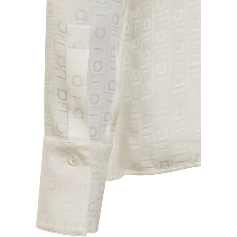 Salvatore Ferragamo Chemisier Camicia in Seta con Logo weiß(Image 3)