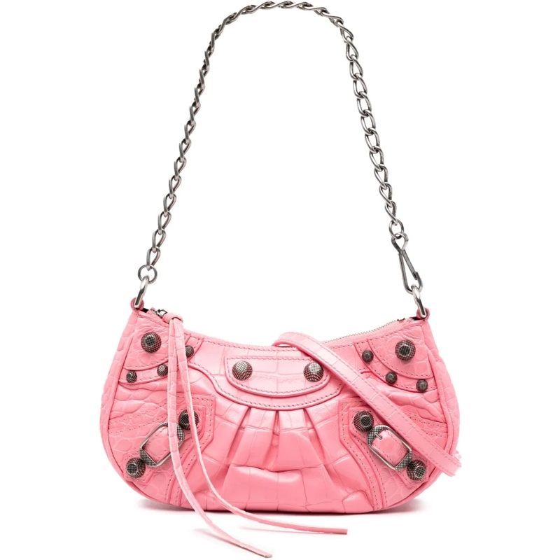 Balenciaga Schultertasche Mini Embossed Leather Motocross Le Cagole rose