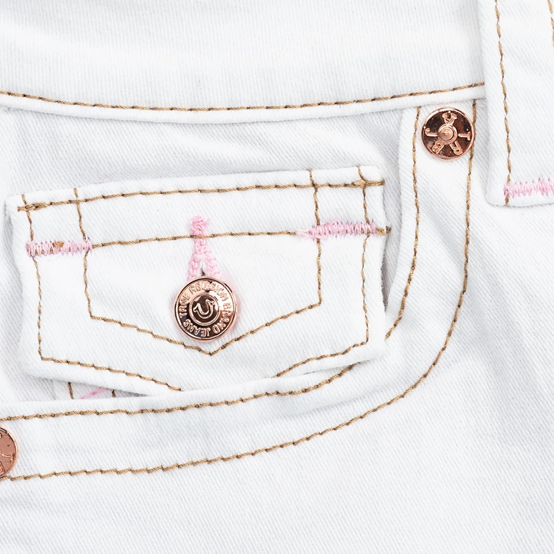 True Religion Shorts - Curvy Short- Mid Rise- Weiße Short- Umgeschla weiss(Image 5)