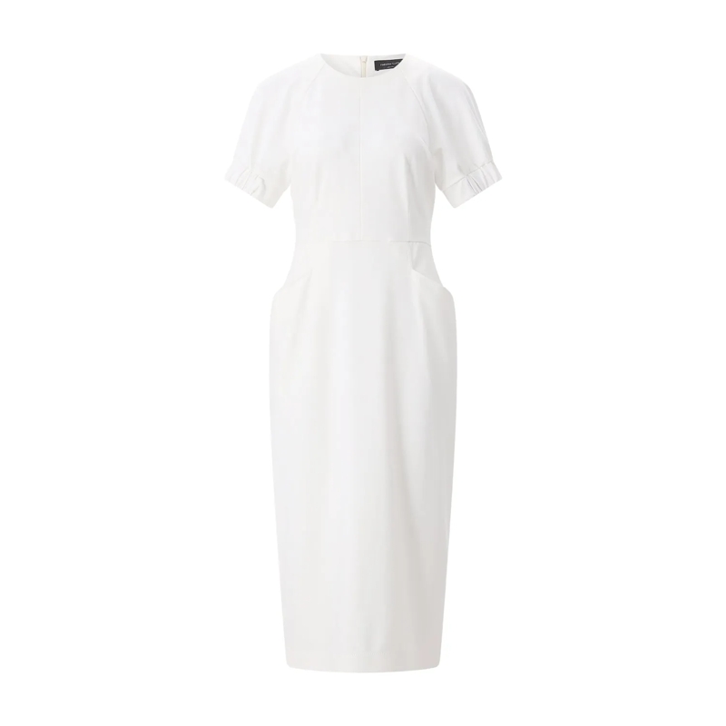 Fabiana Filippi Minikleid Midikleid mit gerafften Ärmeln weiß
