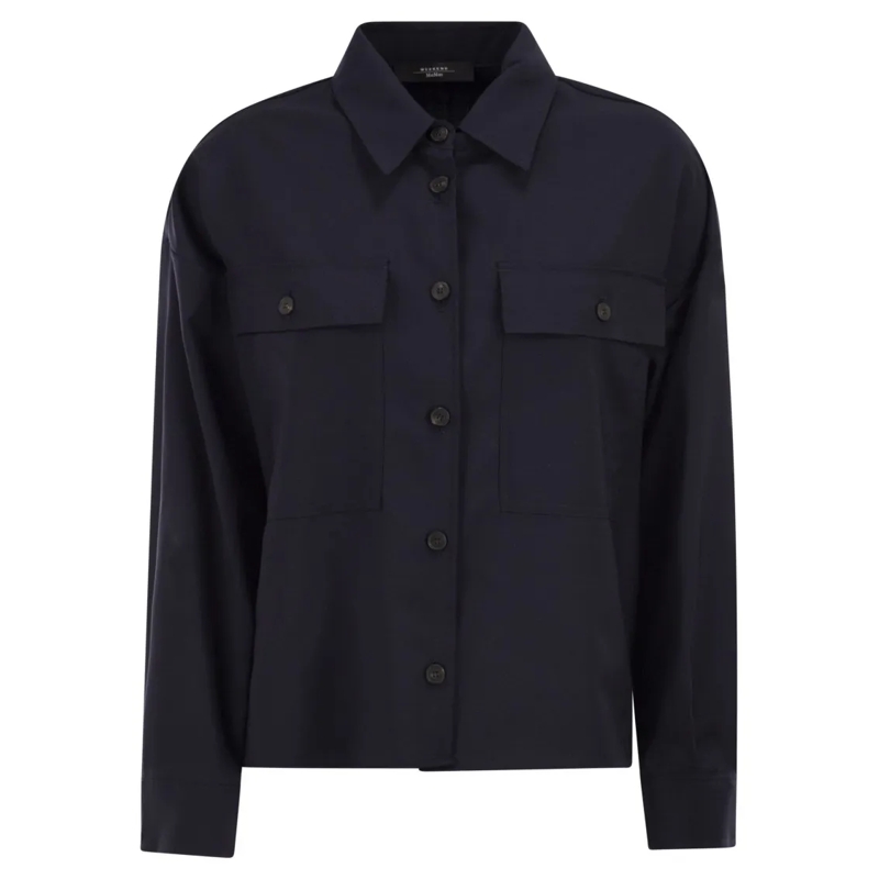 Max Mara Übergangsjacke Wkdmulino - Cropped Wool Canvas Jacket Black