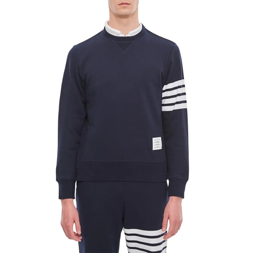 Thom Browne Sweatshirts Classic Sweatshirt In Classic Loopback 4 Bar Blue