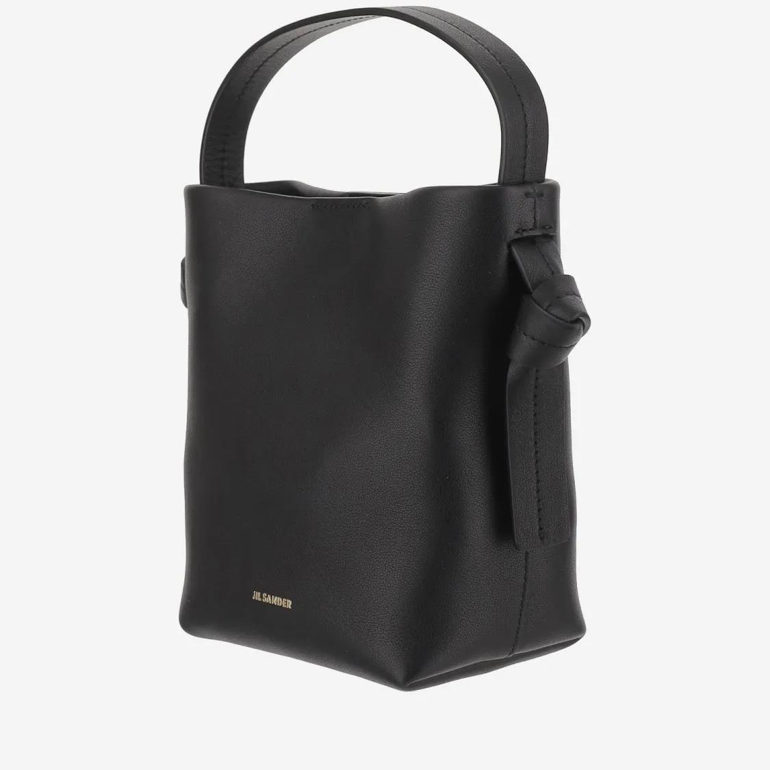 Jil Sander Crossbody bags Mini Knot Leather Hobo Bag in zwart