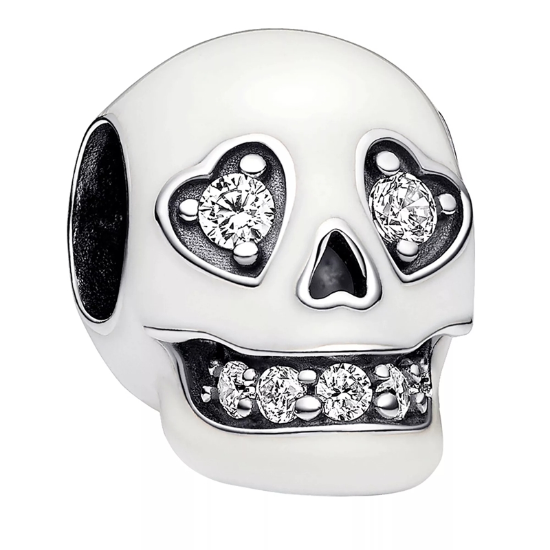 Pandora Pendant Glow-in-the-dark Sparkling Skull Charm White
