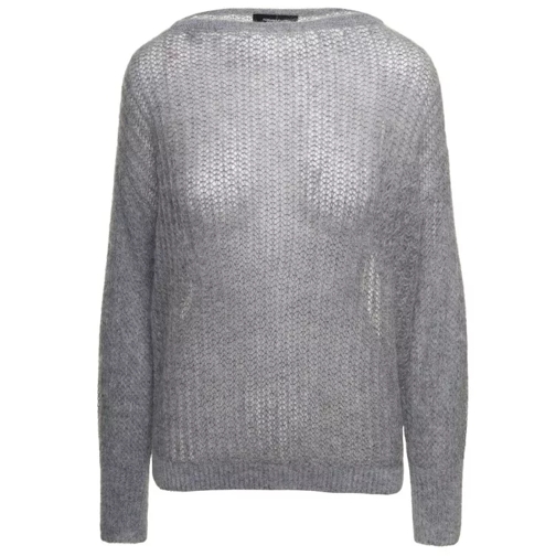 Fabiana Filippi Grey Kni Sweater With Boat Neckline In Alpaca And  Grey 