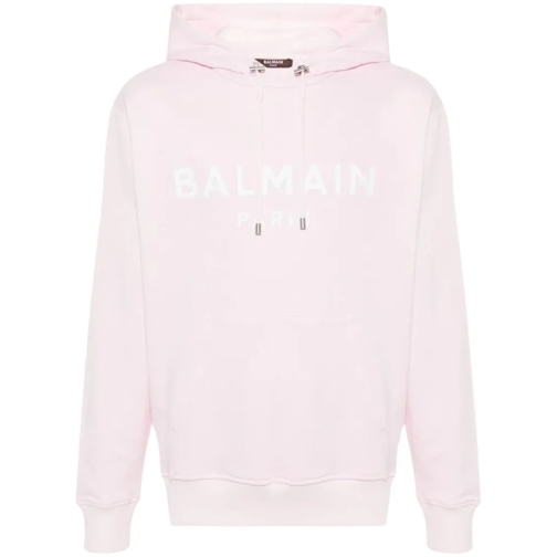 Balmain Shirts Logo-Print Cotton Hoodie Pink