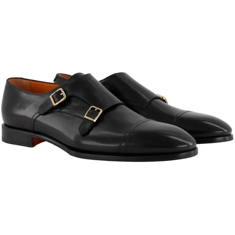 Santoni Claquettes Double Buckle schwarz