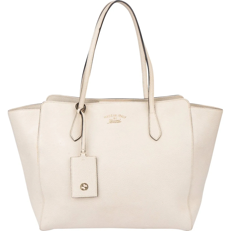Gucci Fourre-tout Gucci White Leather Swing Handbag weiß