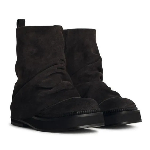 The Attico Robin Grey Suede Ankle Boots Black Stiefel