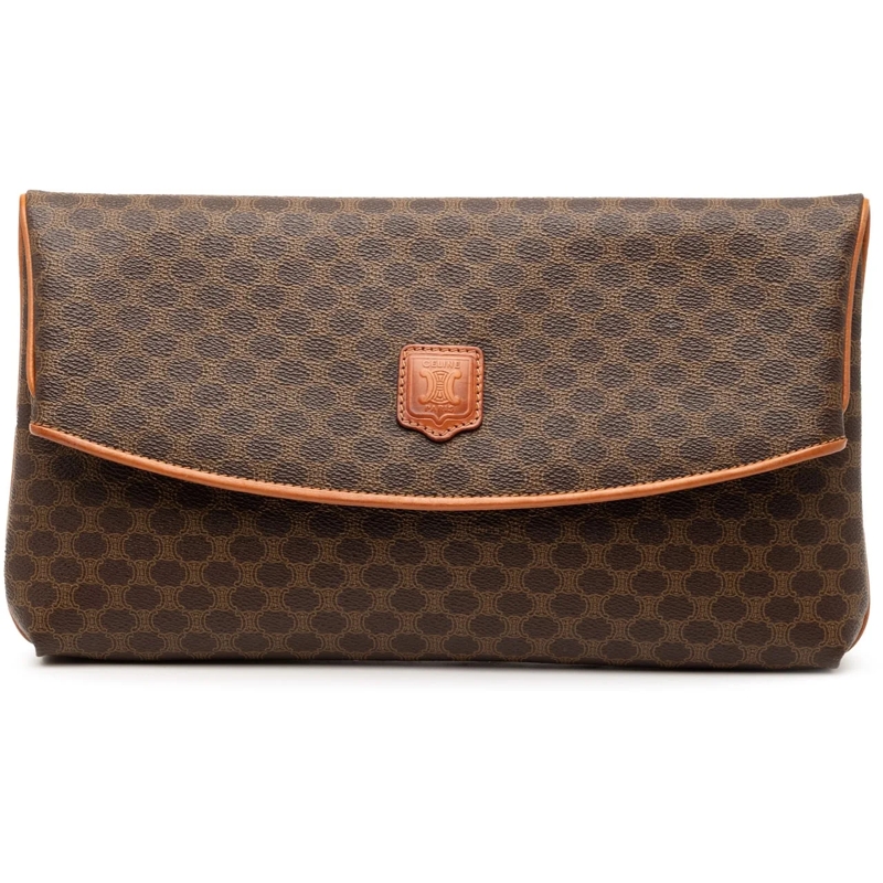 Celine Clutch Macadam Coated Canvas Clutch braun