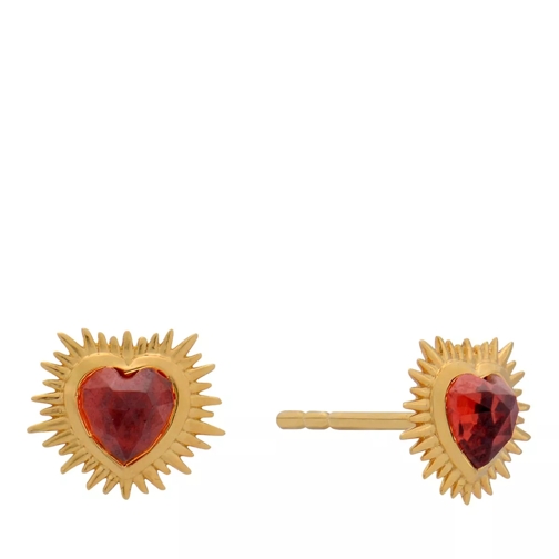 Rachel Jackson London Electric Love Garnet Heart Stud Earrings RED Stud