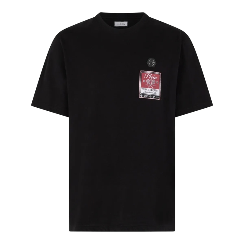 Philipp Plein T-Shirt Round Neck T-Shirt Tennis Society Label schwarz