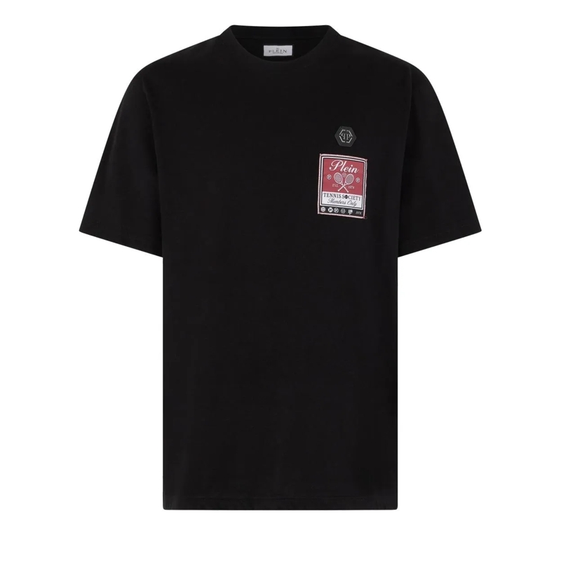 Philipp Plein T-Shirt Round Neck T-Shirt Tennis Society Label schwarz