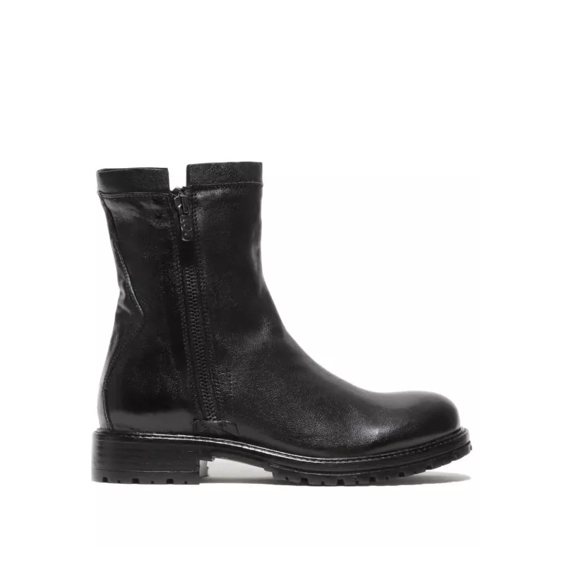 Hundred 100 Bottines Black Leather Ankle Boots Black