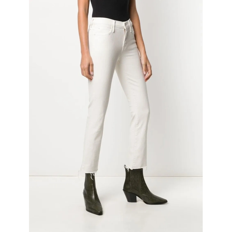 Mother Jeans Cream Puffs White Cotton Blend Flared Cropped Jean White(Image 7)