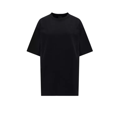 Balenciaga Cotton T-Shirt With Rhinestones Back Logo Black 
