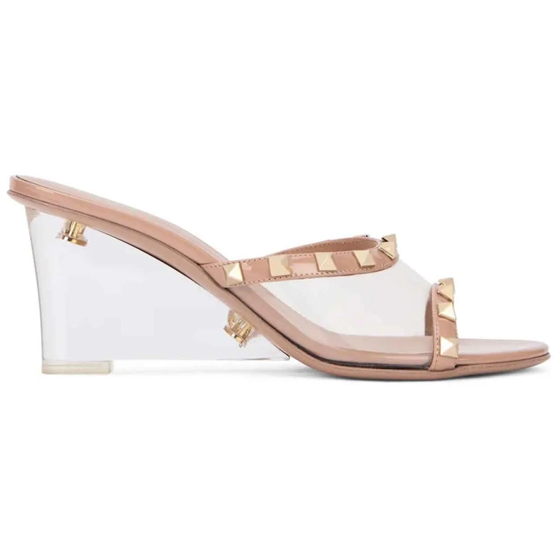 Valentino Garavani T-Shirt VALENTINO GARAVANI ROCKSTUD transparent Mules beige