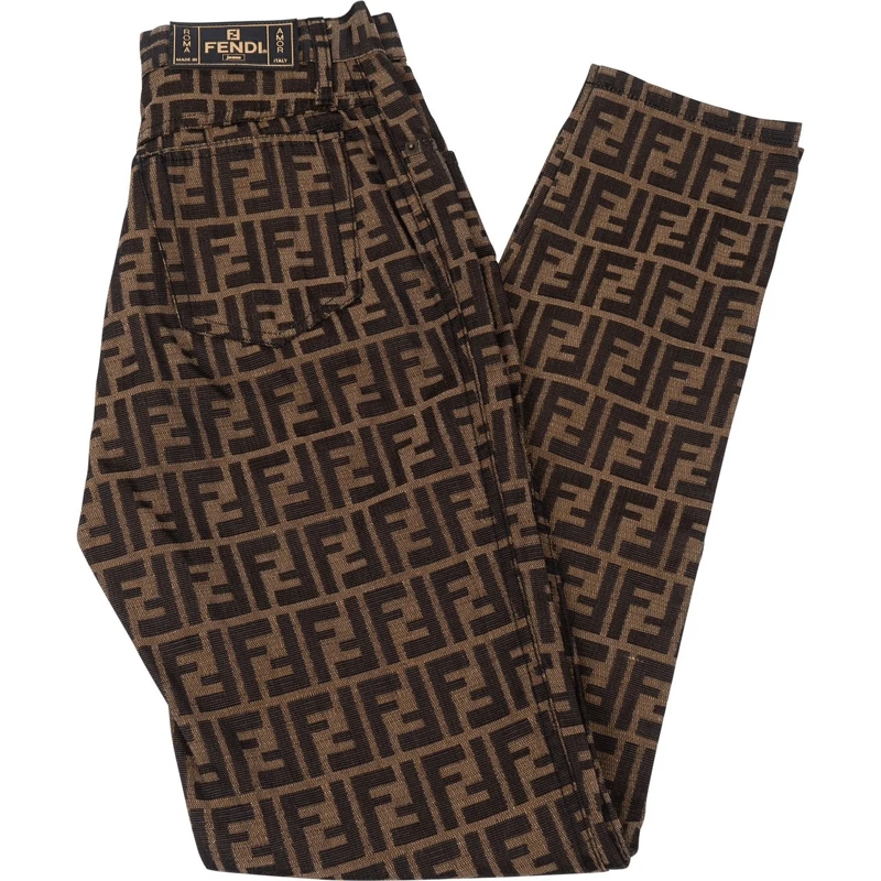 Fendi Jeans mit geradem Bein Fendi FF Monogram Women Jeans Pants (D 36 / IT 40) braun