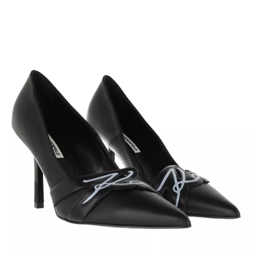 Karl Lagerfeld SARABANDE Signature Logo Court Black Leather High Heel