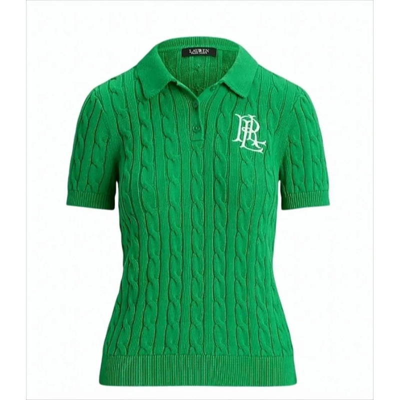 Polo Ralph Lauren T-shirt Cable-Knit Cotton Polo Shirt White