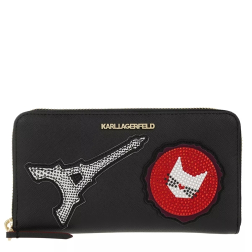Karl Lagerfeld Paris Zip Wallet Black Portemonnaie mit Zip-Around-Reißverschluss