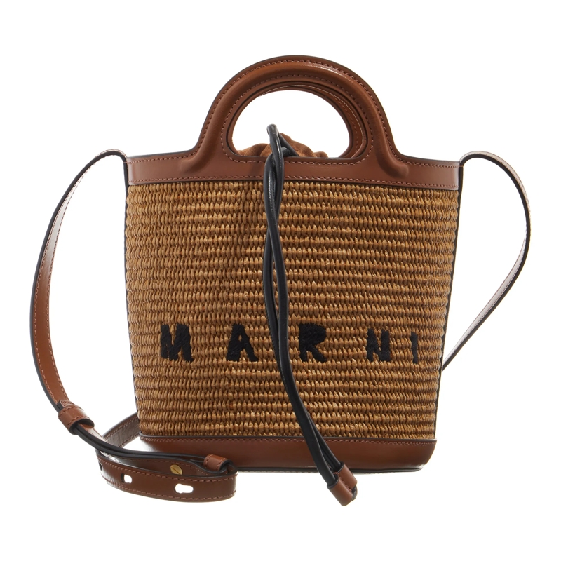 Marni Bucket Bag Brown Cotton Blend And Leather Handbag Brown
