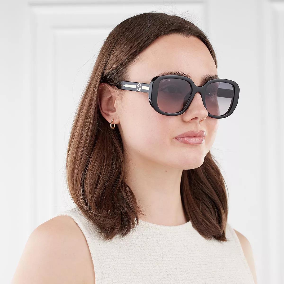 GUCCI GG1557SK-001 Sunglasses, Black/Crystal Grey Gucci GG1557SK 001 Sunglasses Black Crystal/Grey Rectangle  main image 3