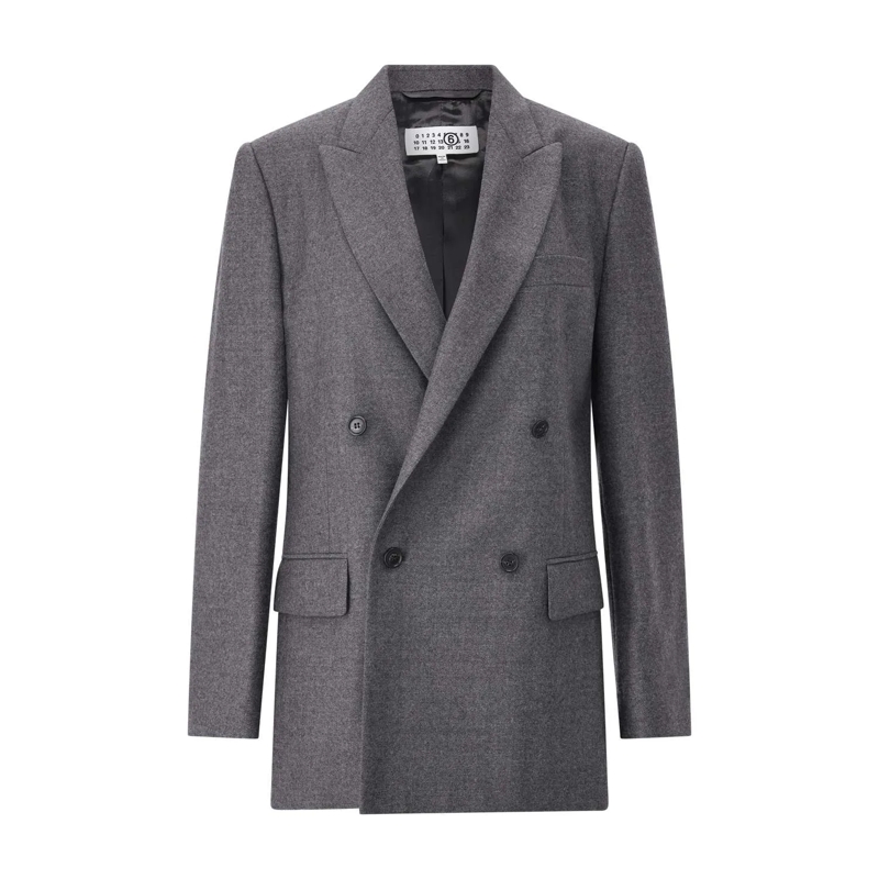 Maison Margiela Blazer Doppelreihiger Blazer aus Schurwolle Dunkelgrau