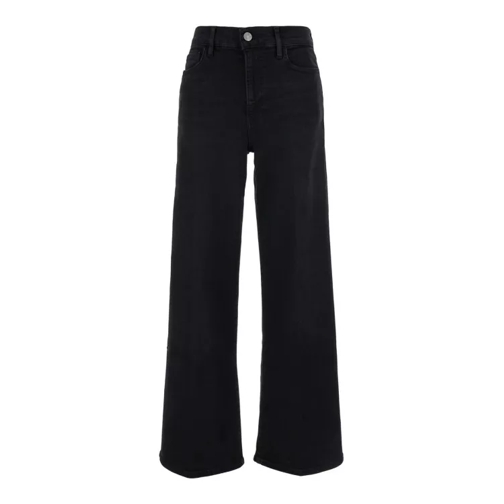 FRAME Black High Waist Palazzo Jeans In Denim Black 