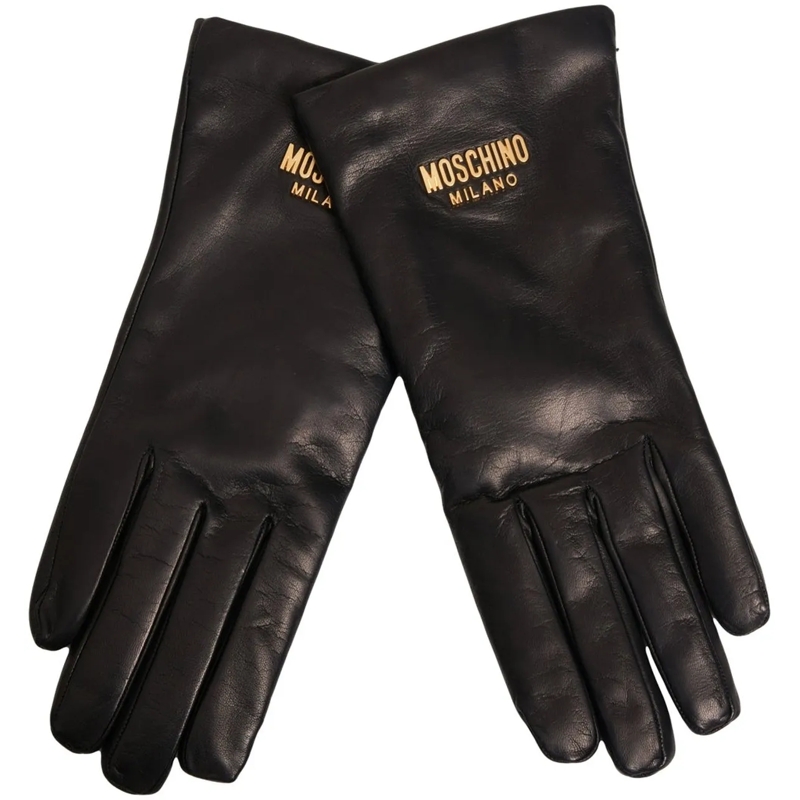 Moschino Gants Leather gloves schwarz
