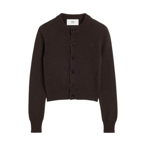 AMI Paris AMI Alexandre Matiussi FKC157.005 221 221 DARK COFFEE Cardigan