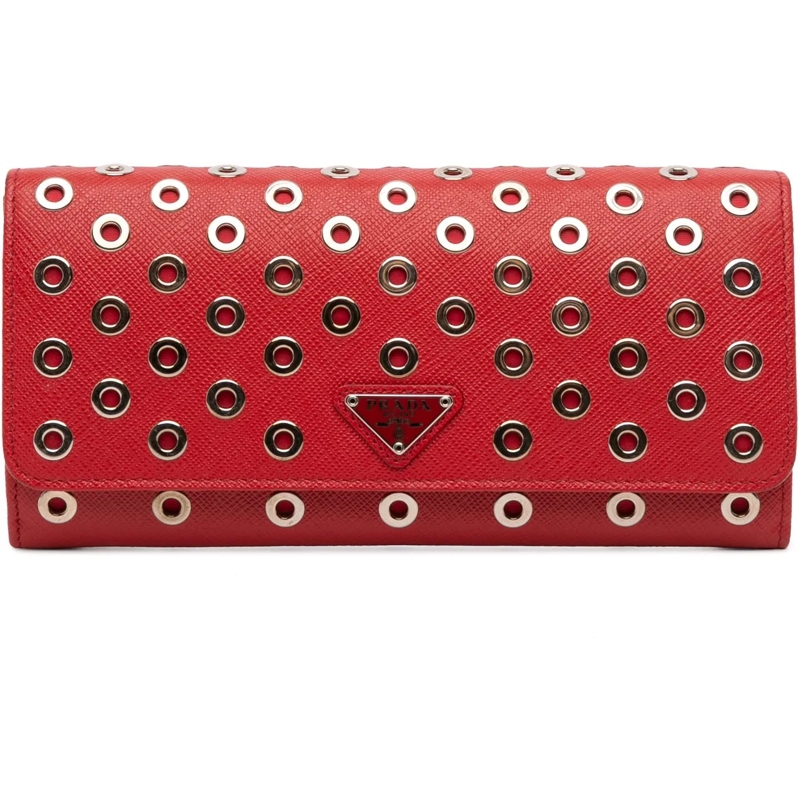 Prada Geldbörse Saffiano Grommet Wallet rot